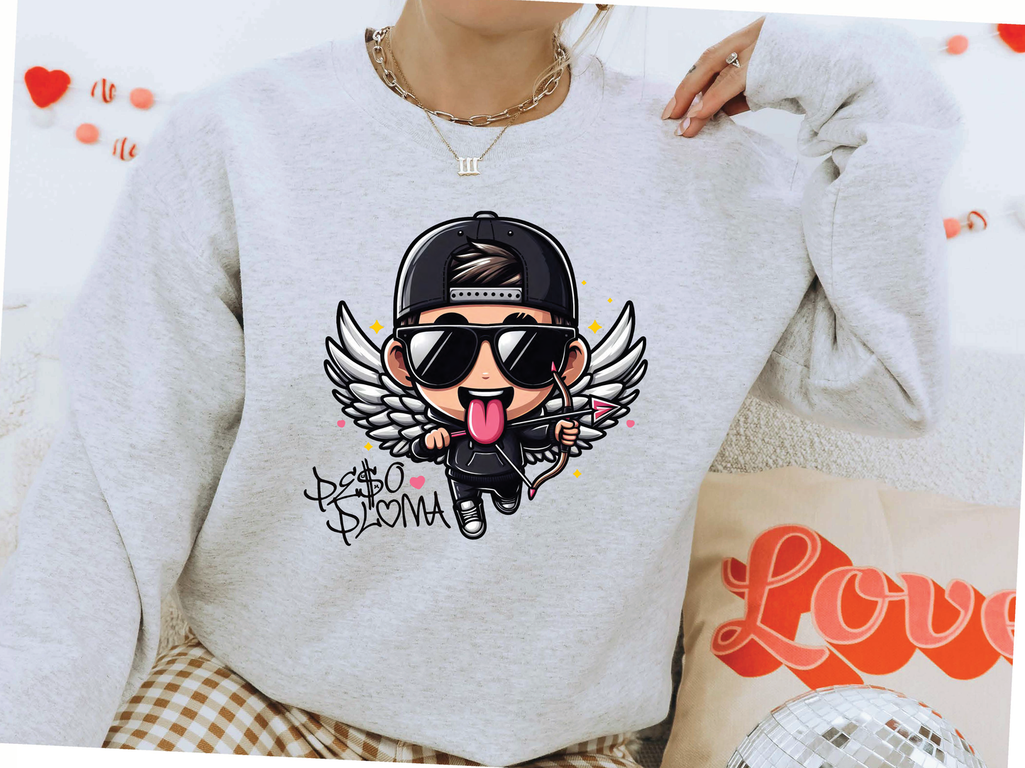 Double PP Cupid black outfit- Crewneck