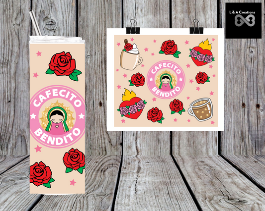 Cafecito bendito 20oz skinny tumbler