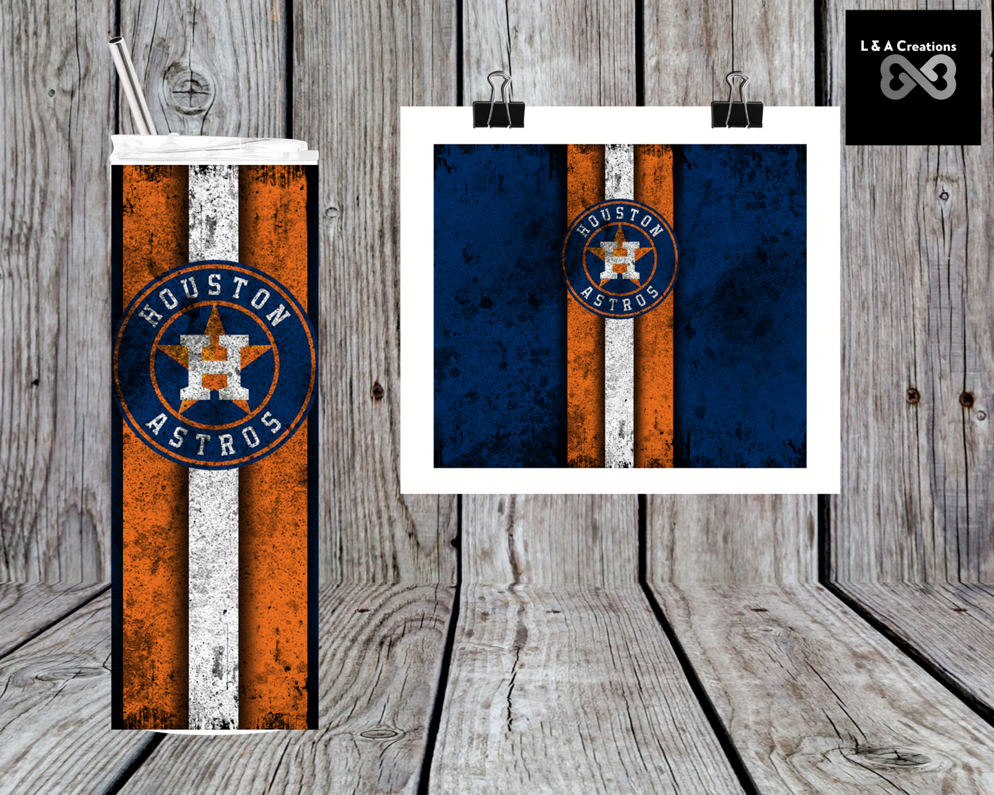 Houston Astros distressed 20oz skinny tumbler