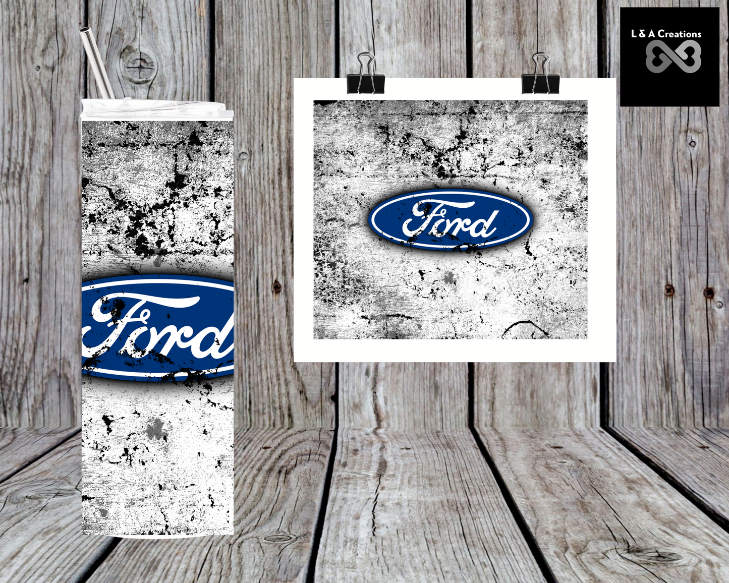 20oz Skinny tumbler distressed ford
