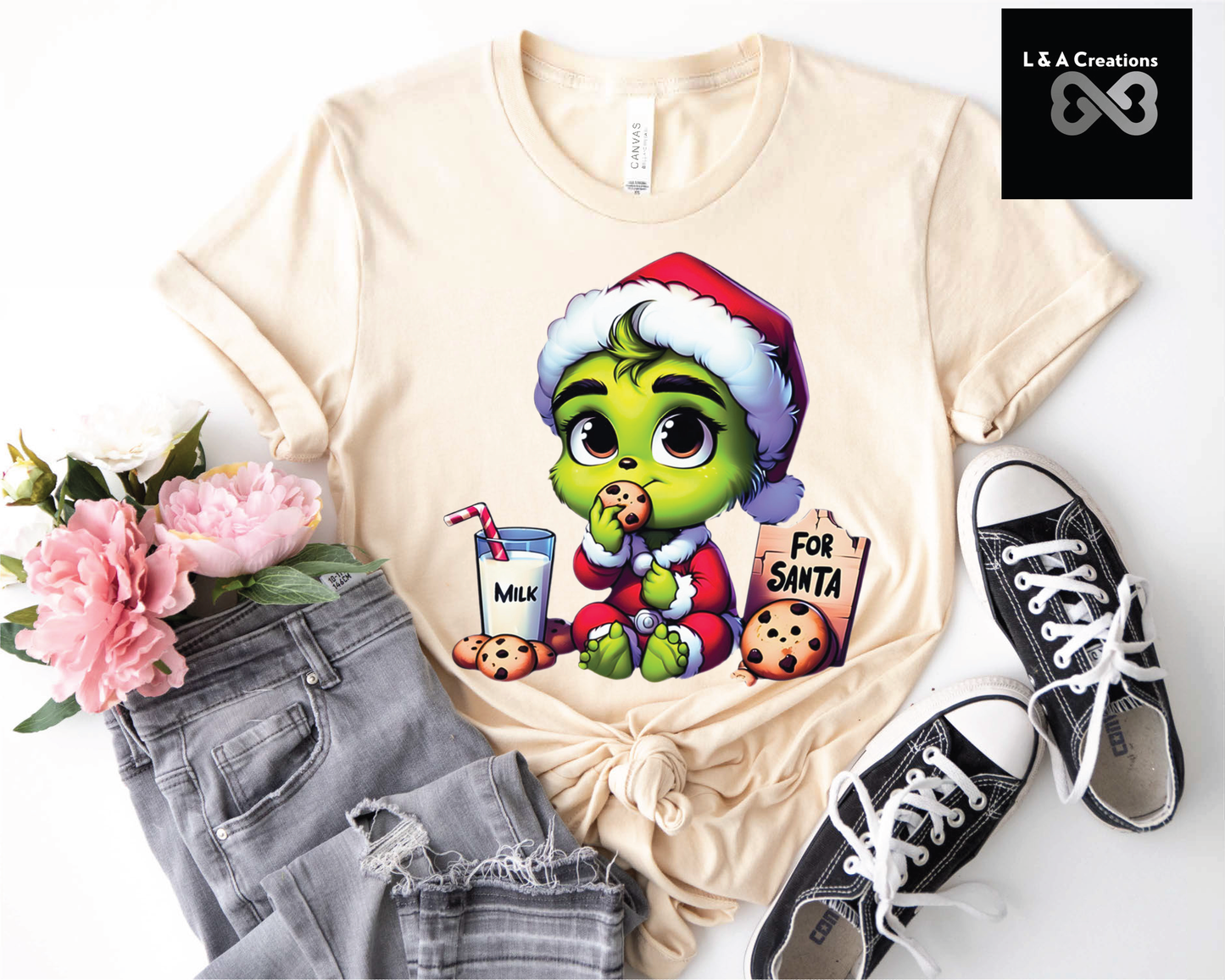 Grinchy Milk and cookies