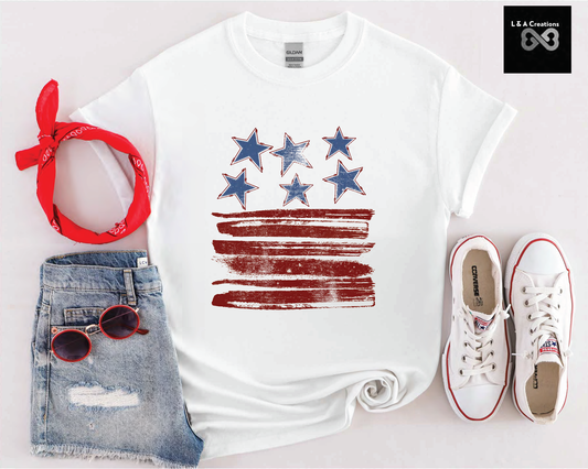 Stars and Stripes White tee